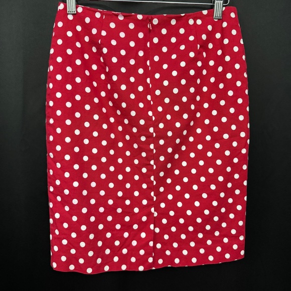 Talbots Petites 2P Red Polka Dot Knee Length Pencil Skirt - Picture 2 of 7